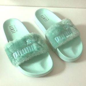 Rihanna Fenty Puma slides. Mint LE color